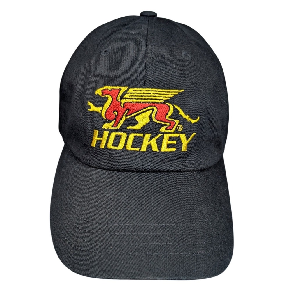 Gryphon Hockey baseball cap hat red yellow griffin logo embroidered